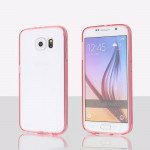 Wholesale Samsung Galaxy S6 Edge Plus Crystal Clear Gummy Hybrid Case (Hot Pink)